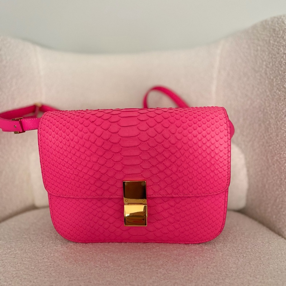 CELINE Classic Box Python Bag | Neon Pink | Authentic | Rare Collector Piece